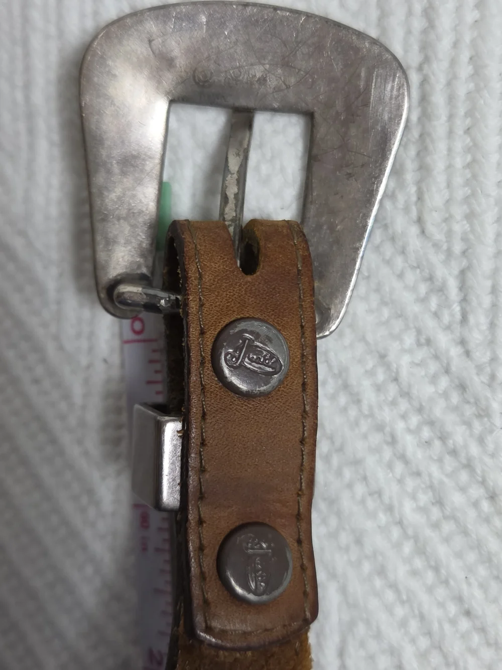 Vintage Justin Tooled Leather Belt Silver Heart Concho Tip Western Size 32